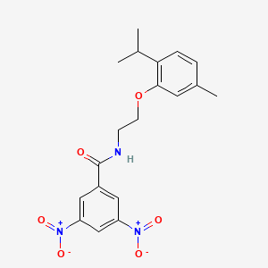 molecular formula C19H21N3O6 B11547476 N-{2-[5-methyl-2-(propan-2-yl)phenoxy]ethyl}-3,5-dinitrobenzamide 