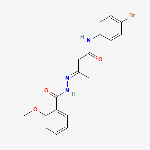 molecular formula C18H18BrN3O3 B11547500 (3E)-N-(4-Bromophenyl)-3-{[(2-methoxyphenyl)formamido]imino}butanamide 