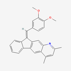 molecular formula C27H23NO2 B11547508 (10Z)-10-(3,4-dimethoxybenzylidene)-2,4-dimethyl-10H-indeno[1,2-g]quinoline 