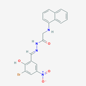 molecular formula C19H15BrN4O4 B11547514 N'-[(E)-(3-bromo-2-hydroxy-5-nitrophenyl)methylidene]-2-(naphthalen-1-ylamino)acetohydrazide (non-preferred name) 