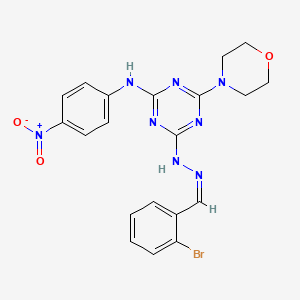 molecular formula C20H19BrN8O3 B11547524 4-[(2Z)-2-(2-bromobenzylidene)hydrazinyl]-6-(morpholin-4-yl)-N-(4-nitrophenyl)-1,3,5-triazin-2-amine 