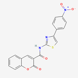 molecular formula C19H11N3O5S B11547540 N-[4-(4-nitrophenyl)-1,3-thiazol-2-yl]-2-oxo-2H-chromene-3-carboxamide 