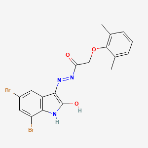 N'-[(3Z)-5,7-dibromo-2-oxo-1,2-dihydro-3H-indol-3-ylidene]-2-(2,6-dimethylphenoxy)acetohydrazide