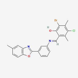 2-bromo-4-chloro-3,5-dimethyl-6-[(E)-{[3-(5-methyl-1,3-benzoxazol-2-yl)phenyl]imino}methyl]phenol