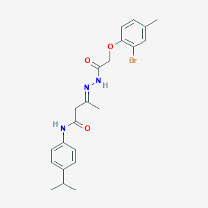 molecular formula C22H26BrN3O3 B11547641 (3E)-3-{2-[(2-bromo-4-methylphenoxy)acetyl]hydrazinylidene}-N-[4-(propan-2-yl)phenyl]butanamide 