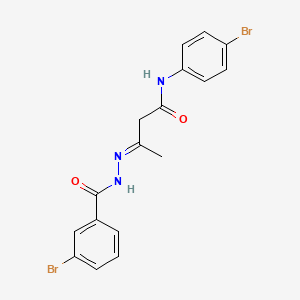 molecular formula C17H15Br2N3O2 B11547666 (3E)-N-(4-bromophenyl)-3-{2-[(3-bromophenyl)carbonyl]hydrazinylidene}butanamide 