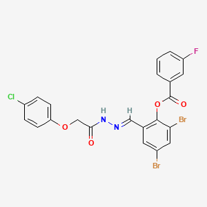 2,4-dibromo-6-[(E)-{2-[(4-chlorophenoxy)acetyl]hydrazinylidene}methyl]phenyl 3-fluorobenzoate