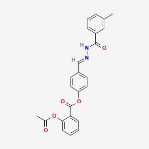 molecular formula C24H20N2O5 B11547675 4-[(E)-{[(3-Methylphenyl)formamido]imino}methyl]phenyl 2-(acetyloxy)benzoate 