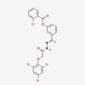 molecular formula C22H14Br4N2O4 B11547684 3-[(E)-{2-[(2,4,6-tribromophenoxy)acetyl]hydrazinylidene}methyl]phenyl 2-bromobenzoate 