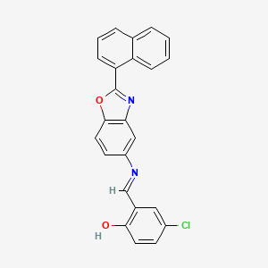 molecular formula C24H15ClN2O2 B11547702 4-chloro-2-[(E)-{[2-(naphthalen-1-yl)-1,3-benzoxazol-5-yl]imino}methyl]phenol 