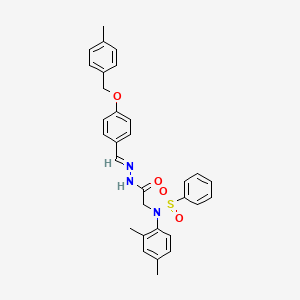 N-(2,4-Dimethylphenyl)-N-({N'-[(E)-{4-[(4-methylphenyl)methoxy]phenyl}methylidene]hydrazinecarbonyl}methyl)benzenesulfonamide