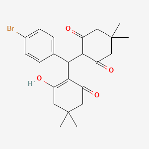 molecular formula C23H27BrO4 B11547755 2-[(4-Bromophenyl)(2-hydroxy-4,4-dimethyl-6-oxocyclohex-1-en-1-yl)methyl]-5,5-dimethylcyclohexane-1,3-dione 