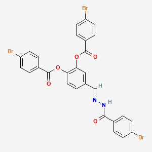 molecular formula C28H17Br3N2O5 B11547771 2-(4-Bromobenzoyloxy)-4-[(E)-{[(4-bromophenyl)formamido]imino}methyl]phenyl 4-bromobenzoate 