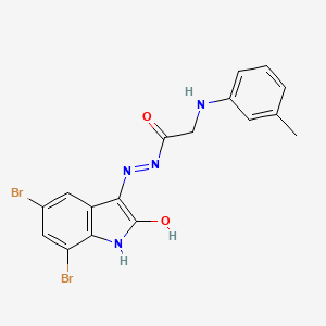 molecular formula C17H14Br2N4O2 B11547784 N'-[(3Z)-5,7-Dibromo-2-oxo-2,3-dihydro-1H-indol-3-ylidene]-2-[(3-methylphenyl)amino]acetohydrazide 