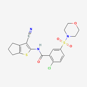 molecular formula C19H18ClN3O4S2 B11547809 2-chloro-N-(3-cyano-5,6-dihydro-4H-cyclopenta[b]thiophen-2-yl)-5-(morpholinosulfonyl)benzamide 