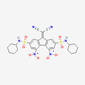 molecular formula C28H28N6O8S2 B11547825 N,N'-dicyclohexyl-9-(dicyanomethylidene)-4,5-dinitro-9H-fluorene-2,7-disulfonamide 