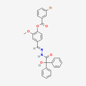 4-[(E)-{2-[hydroxy(diphenyl)acetyl]hydrazinylidene}methyl]-2-methoxyphenyl 3-bromobenzoate