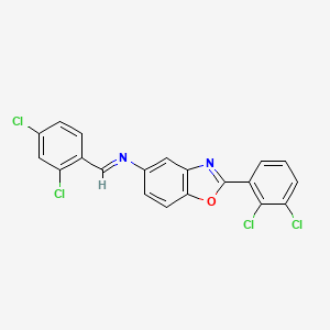 molecular formula C20H10Cl4N2O B11547876 2-(2,3-dichlorophenyl)-N-[(E)-(2,4-dichlorophenyl)methylidene]-1,3-benzoxazol-5-amine 