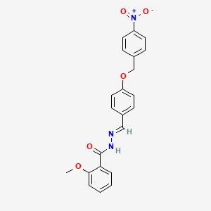 molecular formula C22H19N3O5 B11547879 2-methoxy-N'-[(E)-{4-[(4-nitrobenzyl)oxy]phenyl}methylidene]benzohydrazide 