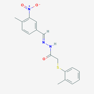 molecular formula C17H17N3O3S B11547880 N'-[(E)-(4-methyl-3-nitrophenyl)methylidene]-2-[(2-methylphenyl)sulfanyl]acetohydrazide 