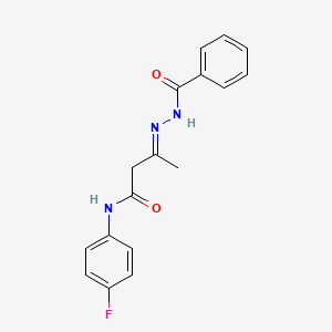 (3E)-N-(4-fluorophenyl)-3-[2-(phenylcarbonyl)hydrazinylidene]butanamide