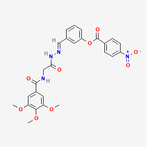 molecular formula C26H24N4O9 B11547888 3-[(E)-({2-[(3,4,5-Trimethoxyphenyl)formamido]acetamido}imino)methyl]phenyl 4-nitrobenzoate 