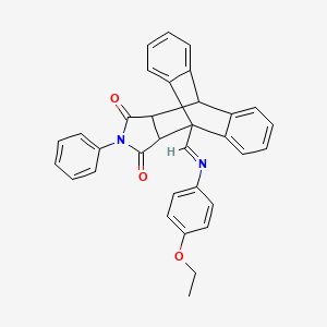 molecular formula C33H26N2O3 B11547890 1-{(Z)-[(4-ethoxyphenyl)imino]methyl}-17-phenyl-17-azapentacyclo[6.6.5.0~2,7~.0~9,14~.0~15,19~]nonadeca-2,4,6,9,11,13-hexaene-16,18-dione (non-preferred name) 