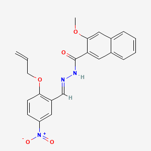 molecular formula C22H19N3O5 B11547910 3-Methoxy-N'-[(E)-[5-nitro-2-(prop-2-EN-1-yloxy)phenyl]methylidene]naphthalene-2-carbohydrazide 