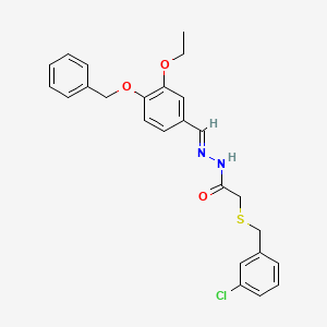 molecular formula C25H25ClN2O3S B11547912 N'-{(E)-[4-(benzyloxy)-3-ethoxyphenyl]methylidene}-2-[(3-chlorobenzyl)sulfanyl]acetohydrazide 