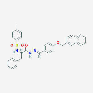 molecular formula C34H31N3O4S B11547922 4-Methyl-N-(1-{N'-[(E)-{4-[(naphthalen-2-YL)methoxy]phenyl}methylidene]hydrazinecarbonyl}-2-phenylethyl)benzene-1-sulfonamide 