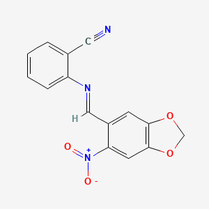 2-{[(E)-(6-nitro-1,3-benzodioxol-5-yl)methylidene]amino}benzonitrile