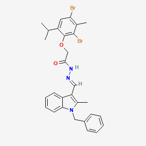 N'-[(E)-(1-benzyl-2-methyl-1H-indol-3-yl)methylidene]-2-[2,4-dibromo-3-methyl-6-(propan-2-yl)phenoxy]acetohydrazide