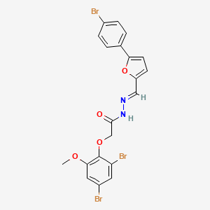 molecular formula C20H15Br3N2O4 B11547958 N'-[(E)-[5-(4-Bromophenyl)furan-2-YL]methylidene]-2-(2,4-dibromo-6-methoxyphenoxy)acetohydrazide 