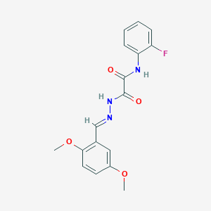 molecular formula C17H16FN3O4 B11547996 2-[(2E)-2-(2,5-dimethoxybenzylidene)hydrazinyl]-N-(2-fluorophenyl)-2-oxoacetamide 