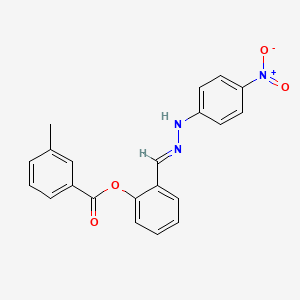 Benzaldehyde, 2-(3-methylbenzoyloxy)-, (4-nitrophenyl)hydrazone