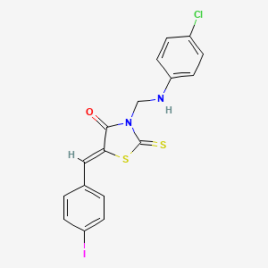 molecular formula C17H12ClIN2OS2 B11548007 (5Z)-3-{[(4-chlorophenyl)amino]methyl}-5-(4-iodobenzylidene)-2-thioxo-1,3-thiazolidin-4-one 