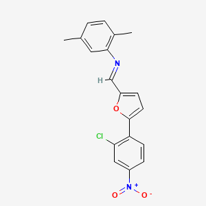 molecular formula C19H15ClN2O3 B11548008 N-{(E)-[5-(2-chloro-4-nitrophenyl)furan-2-yl]methylidene}-2,5-dimethylaniline 