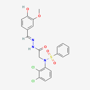 molecular formula C22H19Cl2N3O5S B11548020 N-(2,3-dichlorophenyl)-N-{2-[(2E)-2-(4-hydroxy-3-methoxybenzylidene)hydrazinyl]-2-oxoethyl}benzenesulfonamide (non-preferred name) 