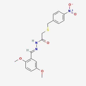 molecular formula C18H19N3O5S B11548063 N'-[(E)-(2,5-dimethoxyphenyl)methylidene]-2-[(4-nitrobenzyl)sulfanyl]acetohydrazide 