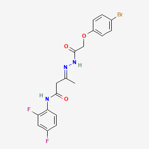 (3E)-3-{2-[(4-bromophenoxy)acetyl]hydrazinylidene}-N-(2,4-difluorophenyl)butanamide