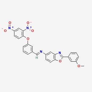 molecular formula C27H18N4O7 B11548105 N-{(E)-[3-(2,4-dinitrophenoxy)phenyl]methylidene}-2-(3-methoxyphenyl)-1,3-benzoxazol-5-amine 