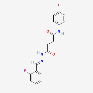 molecular formula C17H15F2N3O2 B11548116 4-[(2E)-2-(2-fluorobenzylidene)hydrazinyl]-N-(4-fluorophenyl)-4-oxobutanamide 