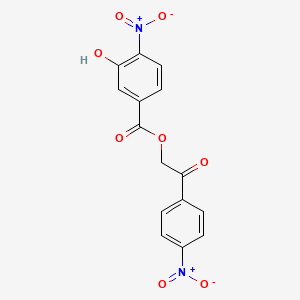 molecular formula C15H10N2O8 B11548145 2-(4-Nitrophenyl)-2-oxoethyl 3-hydroxy-4-nitrobenzoate 