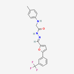 molecular formula C21H18F3N3O2 B11548149 2-[(4-methylphenyl)amino]-N'-[(E)-{5-[3-(trifluoromethyl)phenyl]furan-2-yl}methylidene]acetohydrazide (non-preferred name) 