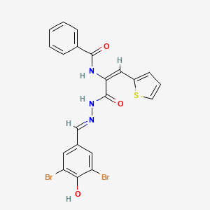 molecular formula C21H15Br2N3O3S B11548154 N-[(1E)-3-[(2E)-2-(3,5-dibromo-4-hydroxybenzylidene)hydrazinyl]-3-oxo-1-(thiophen-2-yl)prop-1-en-2-yl]benzamide 