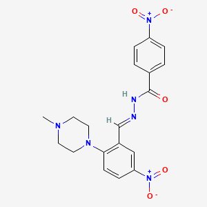 molecular formula C19H20N6O5 B11548170 N'-[(E)-[2-(4-Methylpiperazin-1-YL)-5-nitrophenyl]methylidene]-4-nitrobenzohydrazide 