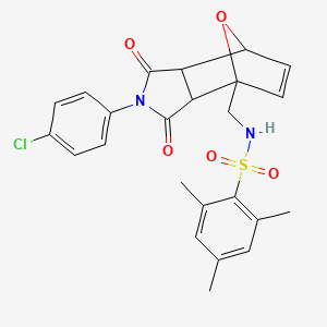 N-{[2-(4-chlorophenyl)-1,3-dioxo-1,2,3,3a,7,7a-hexahydro-4H-4,7-epoxyisoindol-4-yl]methyl}-2,4,6-trimethylbenzenesulfonamide