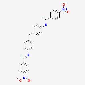 molecular formula C27H20N4O4 B11548228 N-[(E)-(4-nitrophenyl)methylidene]-N-[4-(4-{[(E)-(4-nitrophenyl)methylidene]amino}benzyl)phenyl]amine 