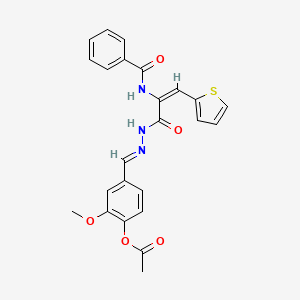 2-methoxy-4-[(E)-{2-[(2E)-2-[(phenylcarbonyl)amino]-3-(thiophen-2-yl)prop-2-enoyl]hydrazinylidene}methyl]phenyl acetate