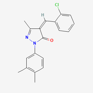 molecular formula C19H17ClN2O B11548233 (4Z)-4-(2-chlorobenzylidene)-2-(3,4-dimethylphenyl)-5-methyl-2,4-dihydro-3H-pyrazol-3-one 